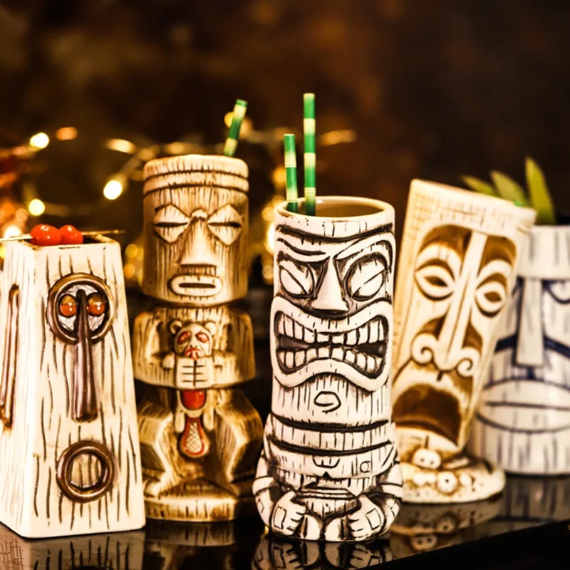 Wine Beer The Whiskey - Tasse en céramique créative, visage Totem